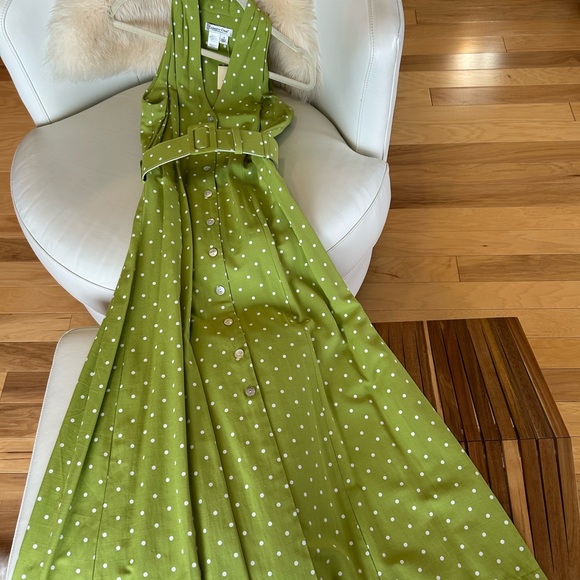Coldwater Creek Lime Green Polka Dot Dress - Picture 3 of 10